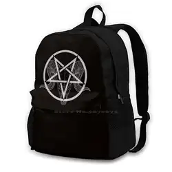 Black Metal Large Capacity Fashion Backpack Laptop Travel Bags Black Metal Pentagram Goat Skull Ram Skull Metal Metalhead Baby