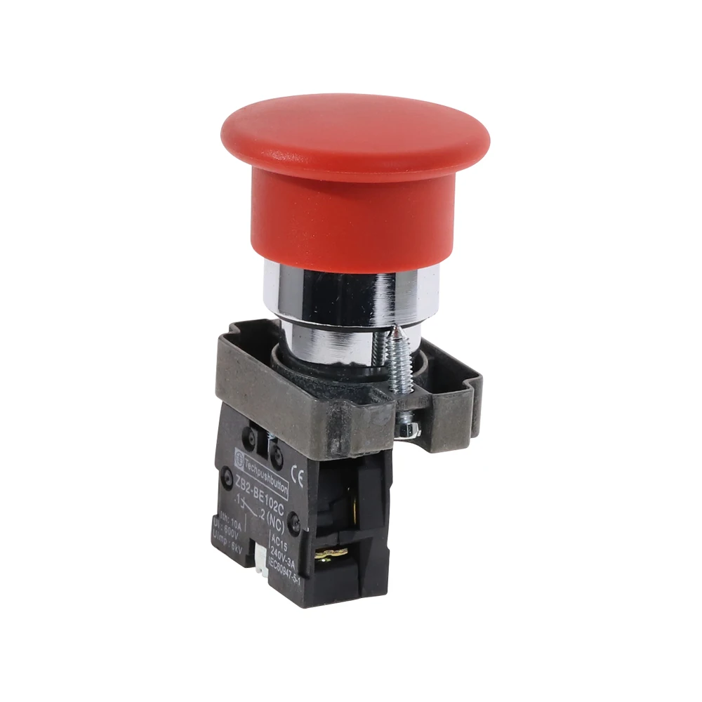 Red Sign Momentary Mushroom Push Button Switch 1 NC XB2-BC42