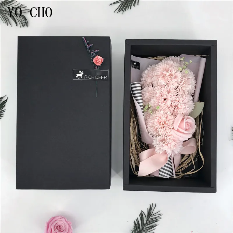 YO CHO 7pcs Scented Soap RoseFlower Petal Bear in Gift Box For Valentines Wedding Valentines Mothers Day Gifts Rose Soap Flower