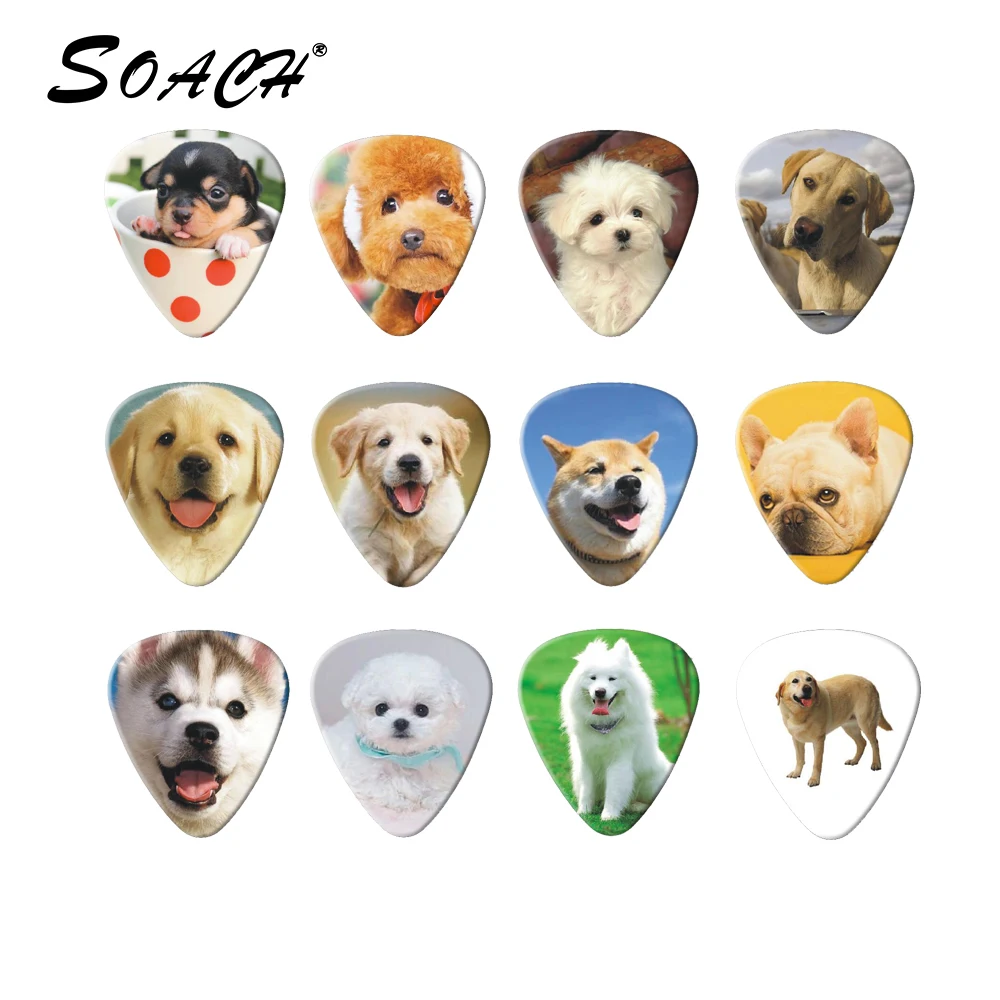 SOACH 10PCS 0.71mm 1.0 high quality guitar picks two side pick instruments dog style earrings DIY Mix pick guitar accessories