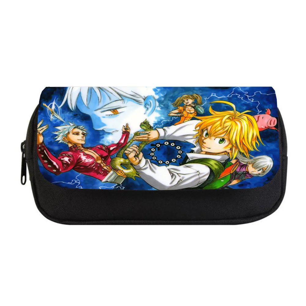 

Student Pencil case Anime The Seven Deadly Sins Pencil bag Women Makeup Bag Child girls Pencil Case Double Zipper pencil Bag