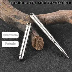 Mini Portable Titanium TC4 Tactical Pen Multi Function Self Defense Business Pen Emergency Glass Breaker EDC Tool Gift