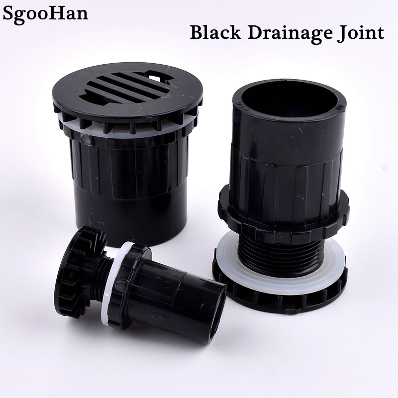 Black I.D 20~50mm PVC Pipe Straight Aquarium Fish Tank Joint Home DIY Water Supply Tube Drain Fittings Drainage Elbow Connectors