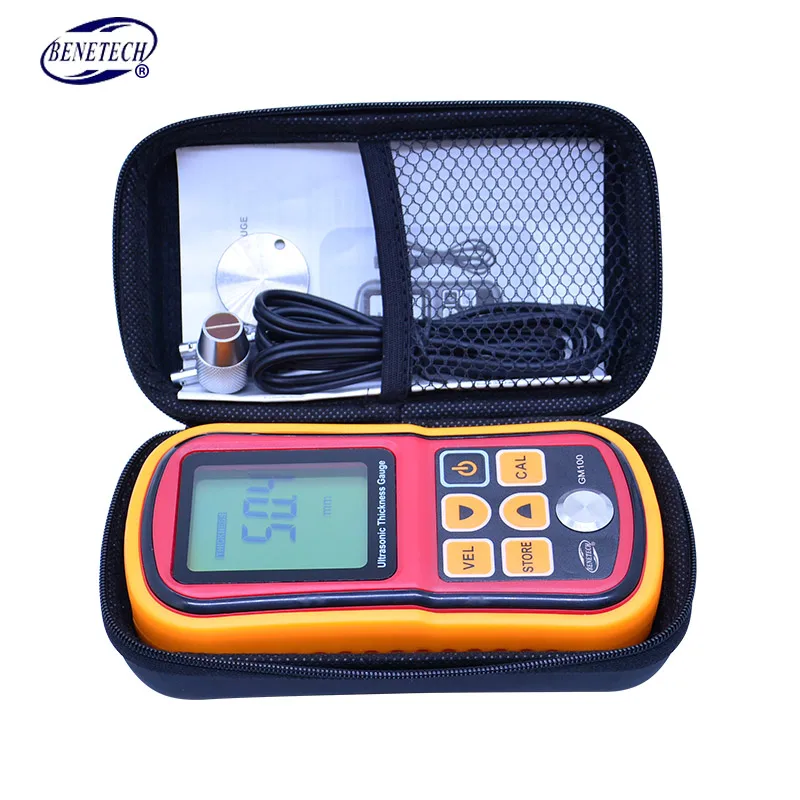 BENETECH Ultrasonic thickness gauge GM100 1.2-225mm(Steel) Digital LCD Ultrasonic Thickness Meter Tester Gauge 0.1mm Resolution