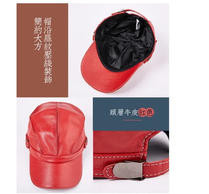 Mode Unisex Hohe Qualität Echt Leder Military Caps Sailor Hüte Frauen Männer Schwarz Braun Flache Top Kapitän Kappe Reise Kadett hut – Detail 13