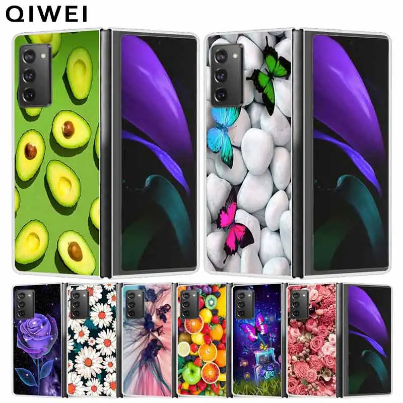 For Samsung Galaxy Z Fold2 Case Flower Hard Plastic PC Phone Cover For Galaxy Z Fold 2 5G Back Shells ZFold 2 Coque Fundas Capas