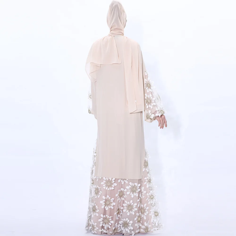 Mewah Kimono Abaya Terbuka Cardigan Dubai Maxi Dress Muslim Wanita Bunga Panjang Pesta Islam Jubah Koktail Abaya Baru