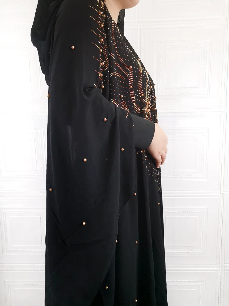 Muslim Abaya Turkey New 2022 Dresses Ramadan Islamic Women Batwing Sleeve Lace Beading Loose Outwear Dubai Arab Long Robe DR-322