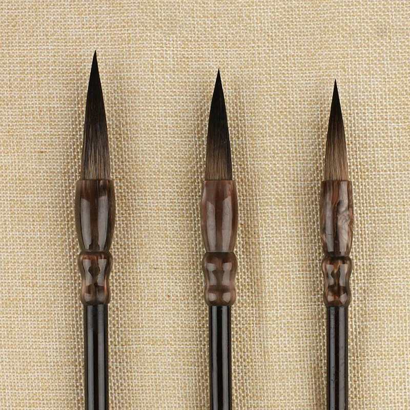 

Caligrafia Chinese Mink Hair Calligraphy Brush Huzhou Ink Brush Set Official Script Painting Writing Brush Pen 3pcs Tinta China