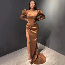 Thinyfull Sexy Prom Dresses Sweetheart Mermaid Evening Dress Long Sleeve High Split Saudi Arabia Cocktail Party Gowns Plus Size