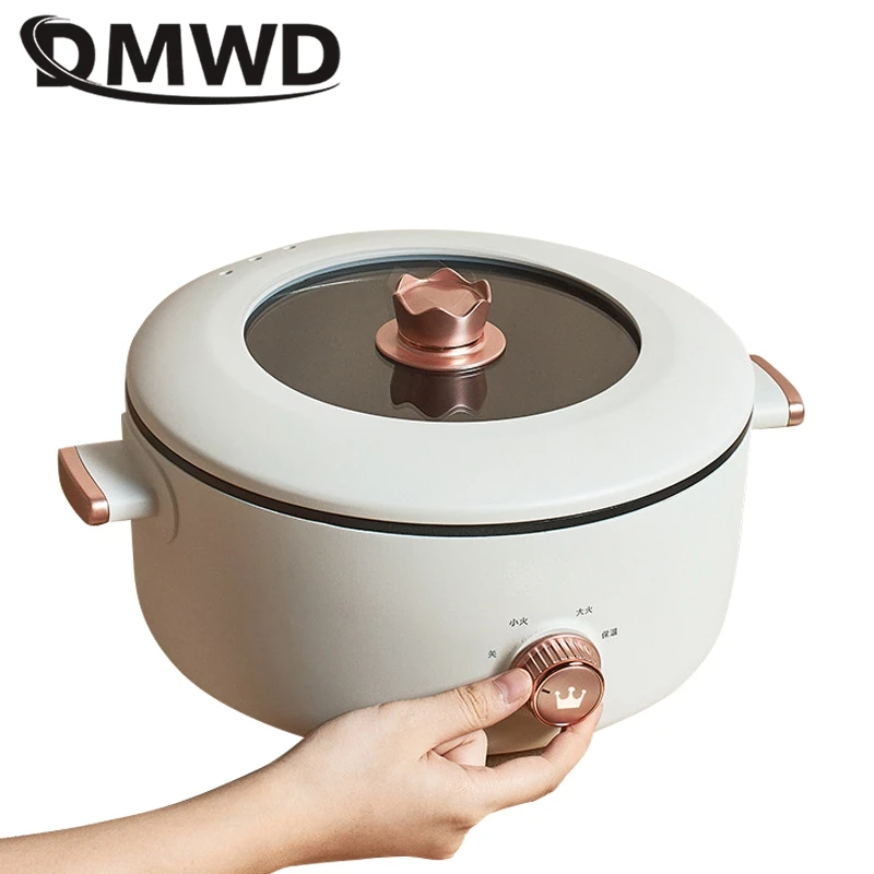 DMWD 3L wielofunkcyjna kuchenka elektryczna Mini patelnia non-stick parowar smażenie wrzący garnek gorący kociołek makaron 220V