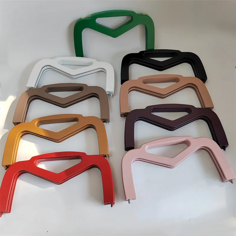 1 Set New  Handmade Handbag Accessories Wholesale Wood Purse Frame Solid wooden Bag Handles Hanger Fashion Wood Purse Frame