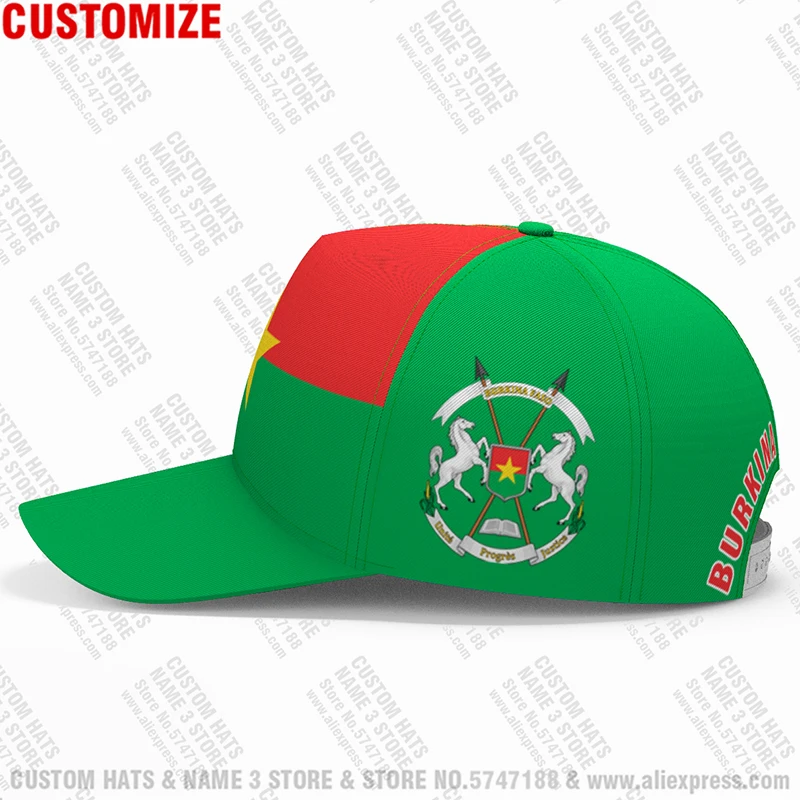 Burkina Faso Baseball Cap Free Custom Made Name Number Team Logo Bf Hat Bfa Country Travel Burkinabe Nation French Flag Headgear