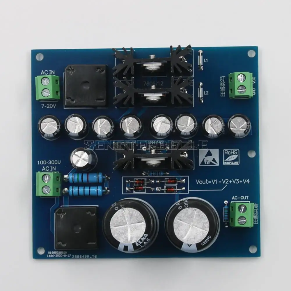 High Voltage 100V-380V+12V Filament Filter Regulated Power Supply Board For Tube Preamplifier