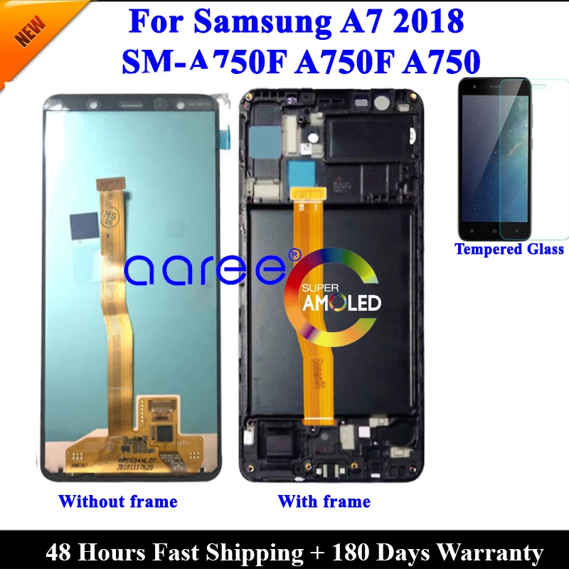 AMOMLED OLED LCD  For Samsung A7 2018 A750 LCD A750 lcd For Samsung A750F A7 2018 LCD Screen Touch Digitizer Assembly