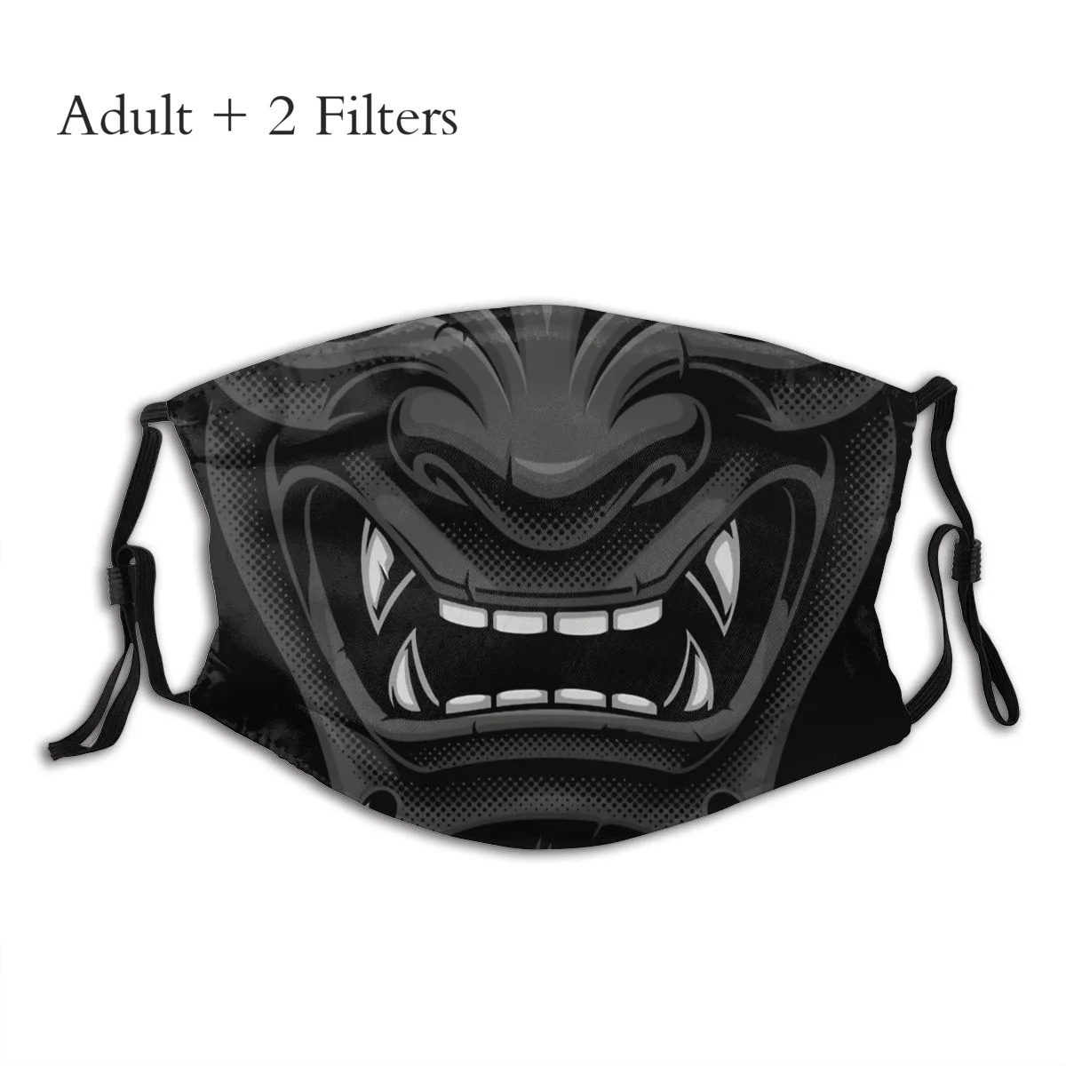 Funny Mask Black Japanese Oni Demon Face Shield Design Universal Reutilizable Healthy With PM2.5 Filters