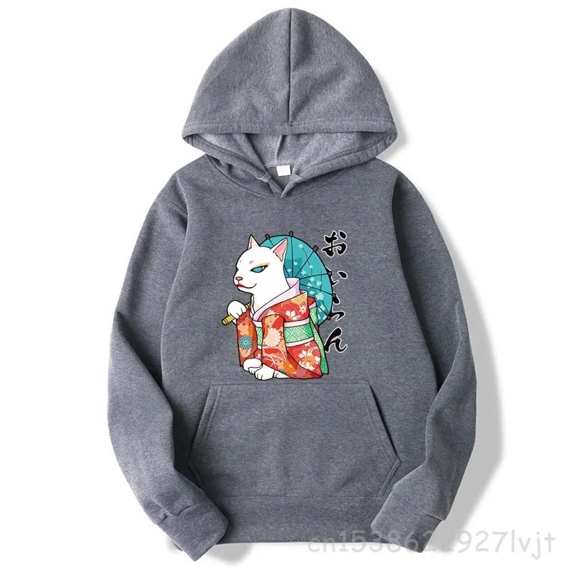 

Hooded Pullover HipHop Hoodies Casual Harajuku Personalized Cat Print Anime Hoodies SweatshirtsTops Hoodie