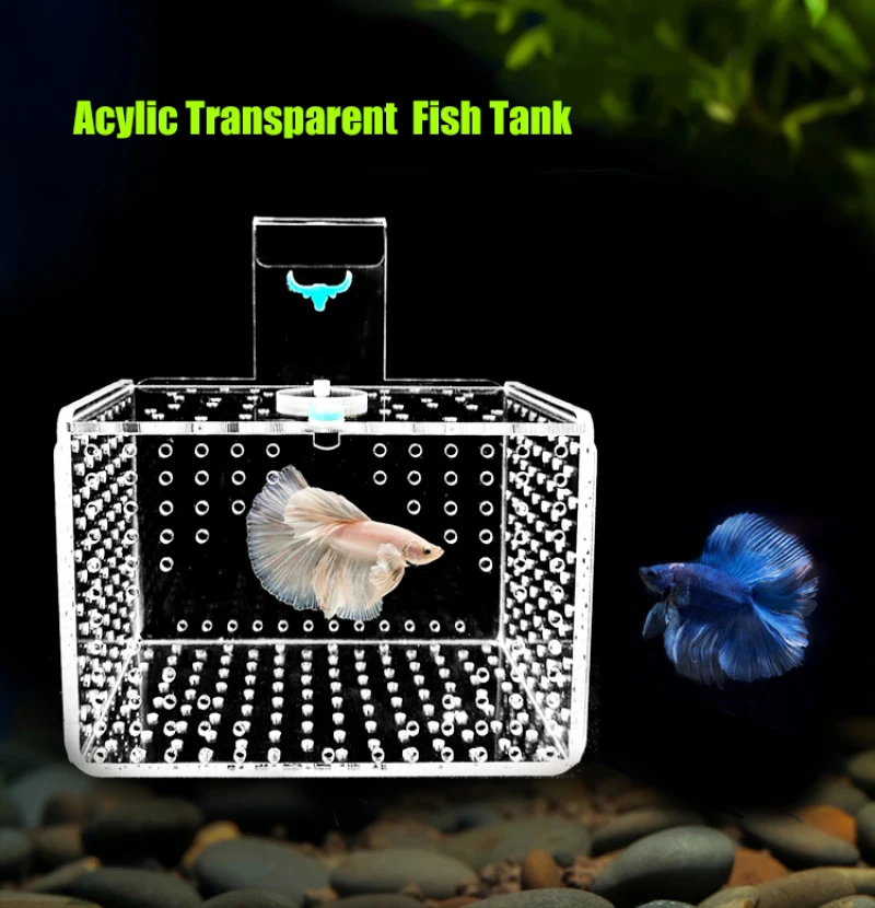 Aquarium Incubator Transparent Acylic Fish Tank Isolation Box Small Fry Breeding Box Aquatic Pet Supplies (hole Dia. 1mm/3mm)