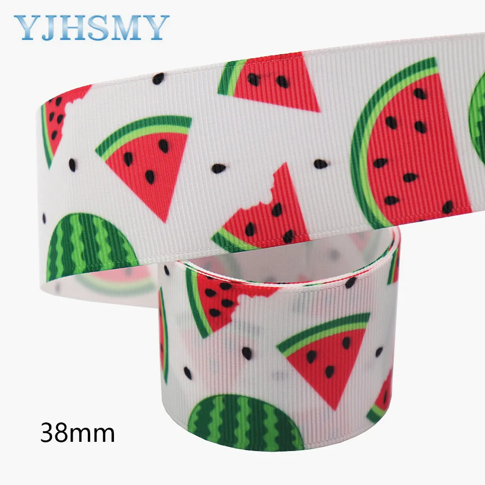 1-1/2 inch 1 inch 5 Yards Watermelon Printed Grosgrain Ribbon Summer Ribbon for DIY Hair Accessories Gift Packaging Party