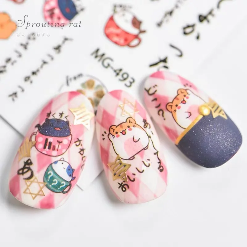 Newest TSC-157 MG-493 Hamster 3d nail art sticker nail decal stamping export japan designs rhinestones  decorations