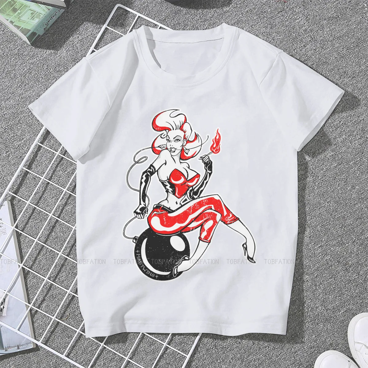 Pin Up Girl Model Pop Art Girls T Shirt Bomb Rockabilly Mad Twins Female Tops Harajuku Kawaii Tees Ladies Cotton Tshirt 4XL