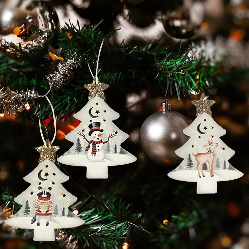 3pcs Wooden Christmas Ornaments  Chirstmas Tree Hanging Pendants Xmas New Year Decorations 2022 Home Party Noel Navidad