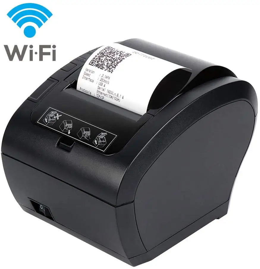 80mm 300m/s Thermal Receipt Printer POS Billing Printer Wireless WIFI/Bluetooth Printer Auto Cutter Android/iOS/Windows ESC/POS