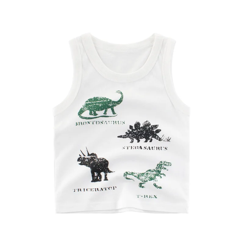 2024 Summe Children Boy Vests Clothing 100% Cotton Dinosaur Cartoon Baby Boys Girls Tops Clothes Kids Cute Bottoming Undershirts