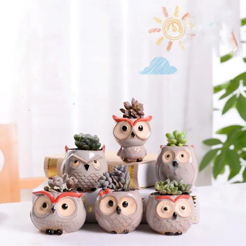 Mini Owl Flowerpot for Home and Office Decor, Planter, Succulent, Cactus, Bonsai, Plant Holder, Garden Decor