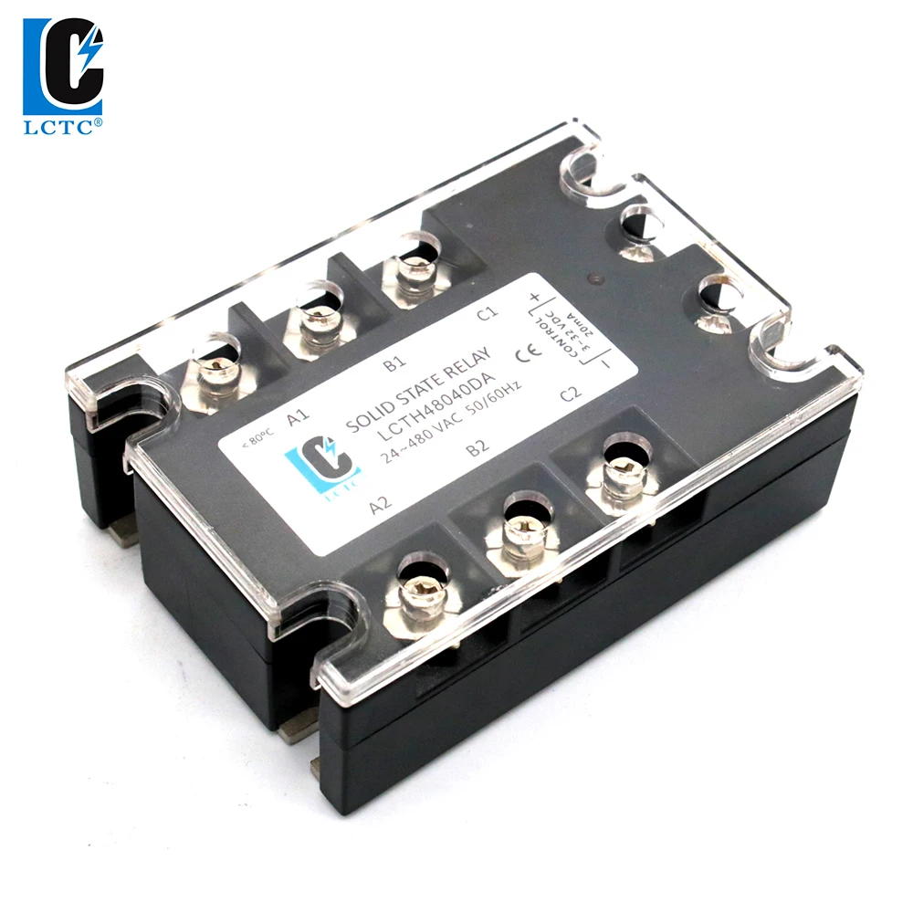 LC 3 Phase SSR 10DA 25DA 40DA 60DA 80DA 100DA 120A 3-32V DC Control 24-480V AC Three Phase Solid State Relay DC-AC Free shipping