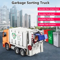 Simulation Garbage Sorting Truck Openable Door Back Cover Reversible Front Lift Bucket Installable Trash Bin Truck Kids Toy Gift