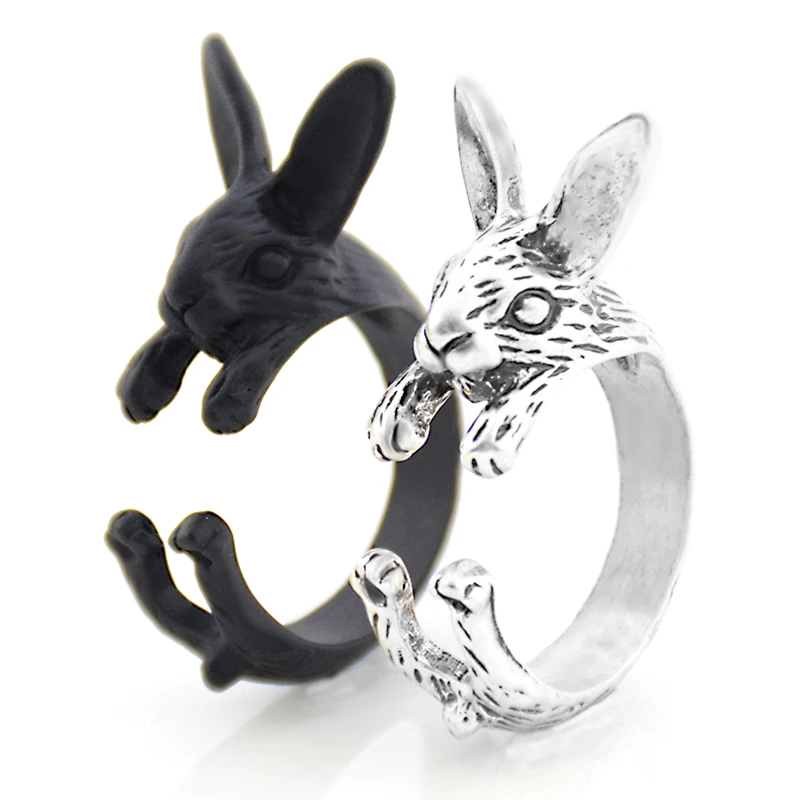 Punk Brass Knuckle Bunny Anel Rings For Women Boho Animal Anillos Rabbit Love Ring Men Jewelry Gifts for Moms Daughters Girls