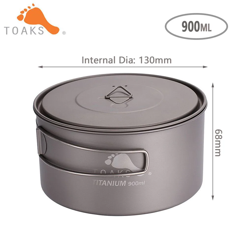 TOAKS Outdoor Titanium 900ml Pot Camping Cooking Pots Picnic Ultralight Titanium Pot with cover and handle