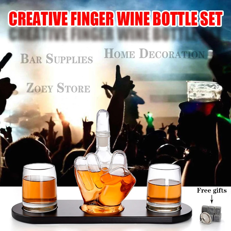 

Finger Glass Wine Bottle Wine Glass Set Bar Supplies Red Wine Decanter Aerator Rock Cooler Whisky Crystal Bottle Creative Gifts