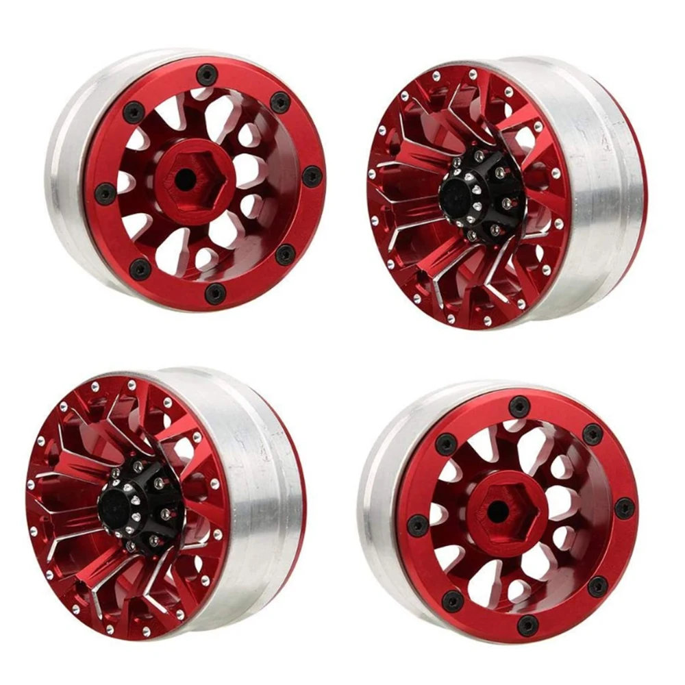 

4pcs Alloy RC Crawler Rims 1.9 Inch Beadlock Wheel Rim Set Wheel Hub for 1:10 RC Crawler Axial SCX10 II 90046 Traxxas TRX4 D90