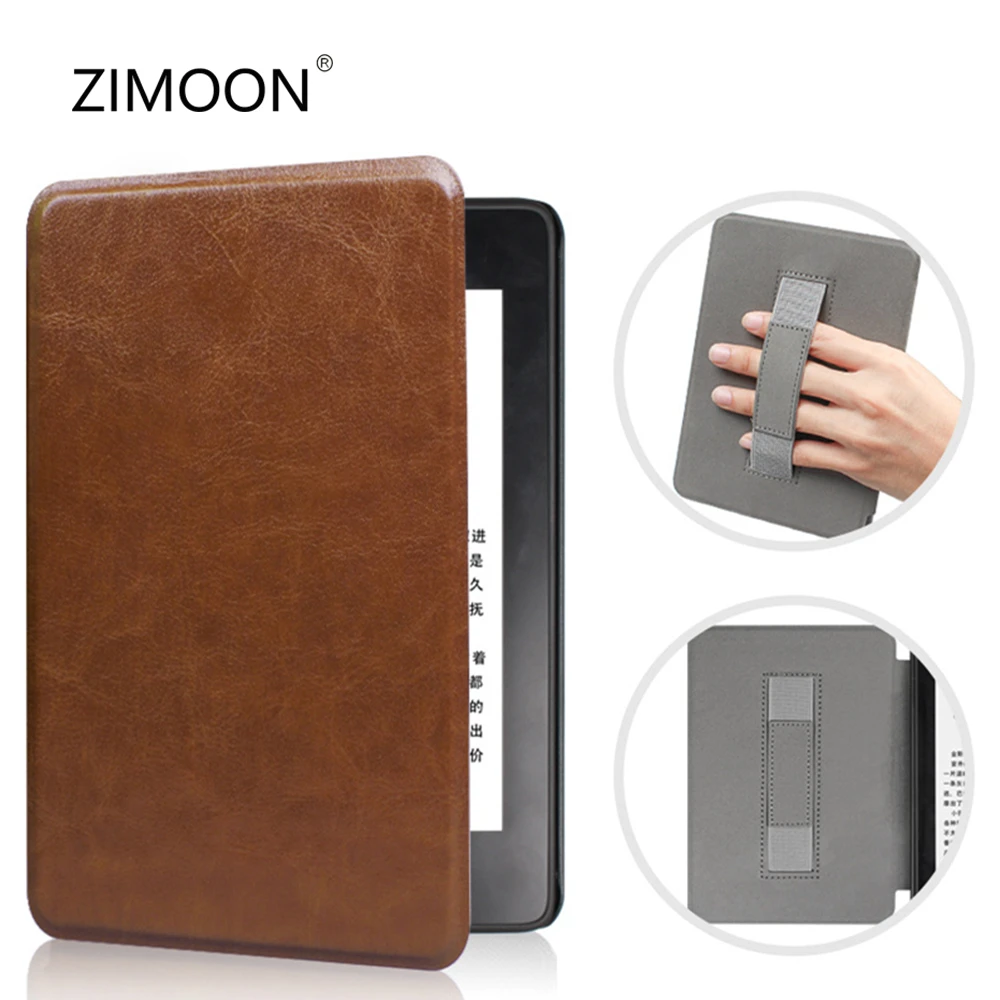 For New Kindle 11th Smart Case with Hand Strap Leather Cover for Paperwhite 10/7/6/5th Magnetic Protective Slimshell