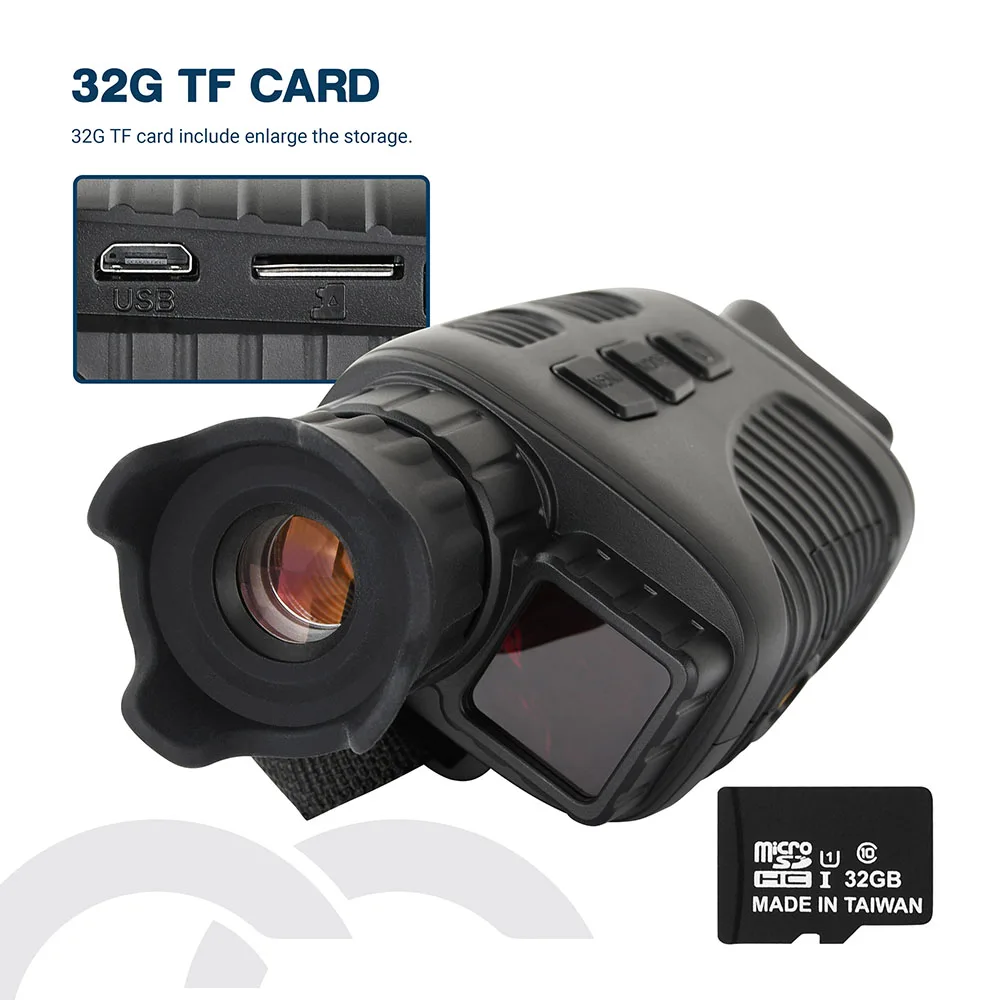 3-12X Monocular Night Vision Golgge with 1.5" TFT LCD 7 Grades IR 960P Camera Video Recorder 32G SD Card 200m View