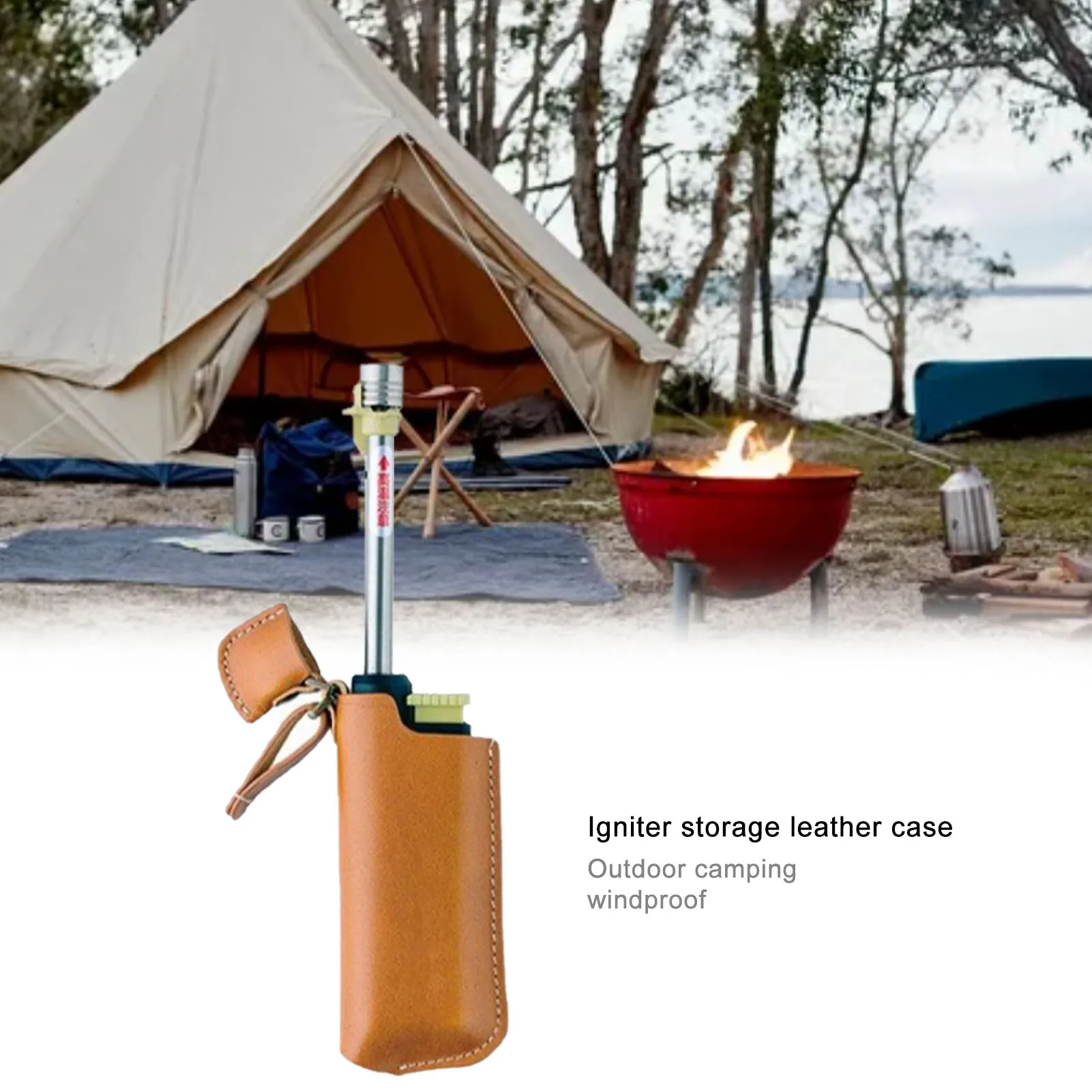 Igniter Holster Outdoor Camping Windproof Igniter Storage Case PU Leather Storage Bag