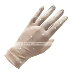 Ice Figure Skating Gloves Girls Skating Performance Wear Lycra Gloves Rhinestones Adult Training Women Competition Accessories