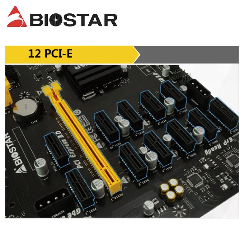 Imagem -02 - Placa-mãe de Mineração para Biostar Tb250-btc Pro 12pcie Can 12 Placa de Vídeo Btc Eth Zec Etc Xmr Tb250 Ddr4 Lga1151