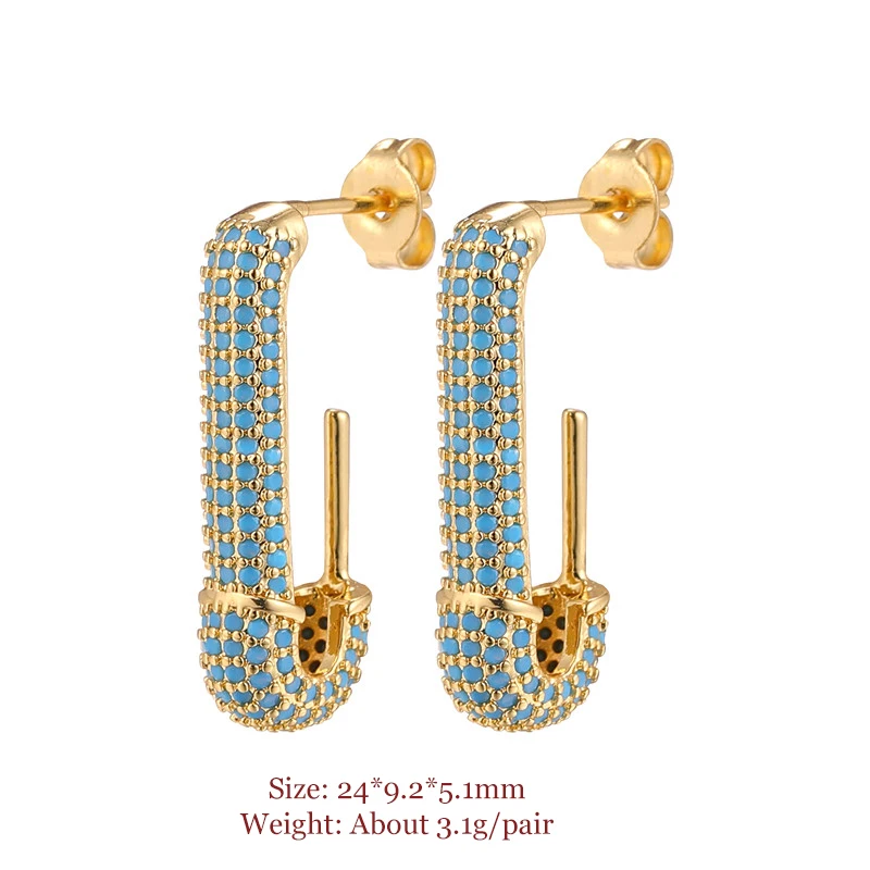 Boucles d'oreilles en zircone Turquoise, 1 paire, crochet pour filles, décorations de bijoux, broche, accessoires de bijoux à faire soi-même