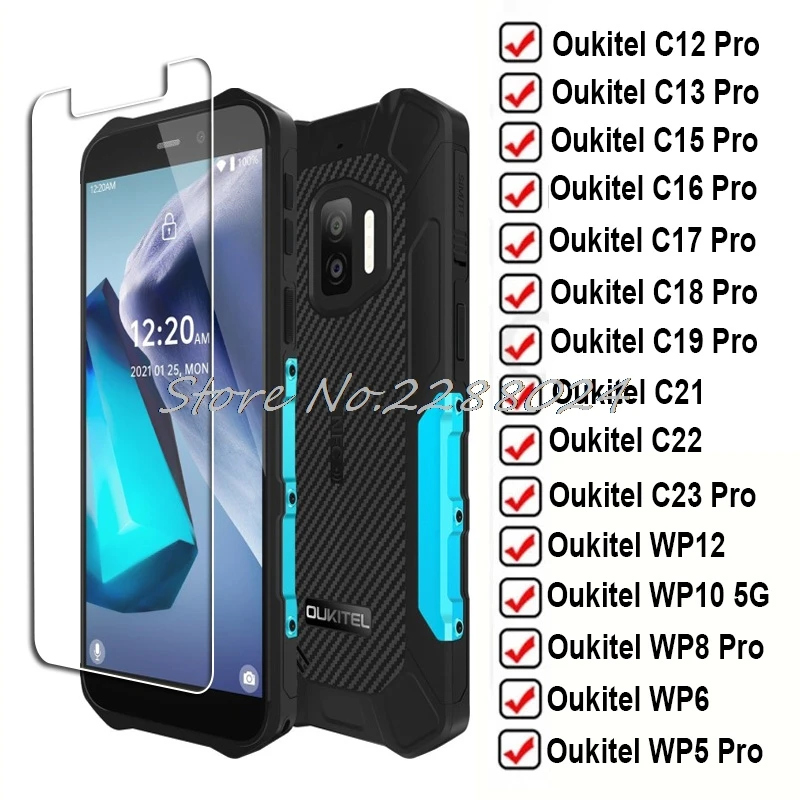 Tempered Glass For Oukitel C12 C13 C15 C16 C17 C18 C19 C21 C22 C23 Pro WP12 WP10 5G WP5 WP8 WP6 WP5000 Screen Protector Film