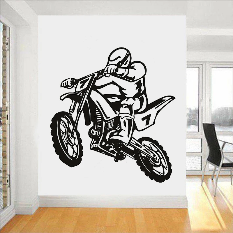 Dirt Bike Wall Decal Stunt Motocross Cool Style Vinyl Window Stickers Teens Boys Bedroom Man Cave Home Decoration Wallpaper E372