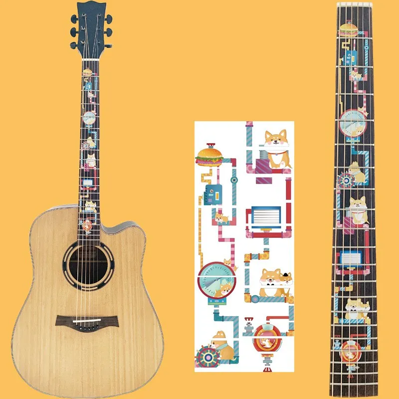 Animals Cartoon Guitar Fretboard Decals Inlay Sticker Guitar Neck Headstock Guitar Bass Ukulele Thin Sticker Accessories