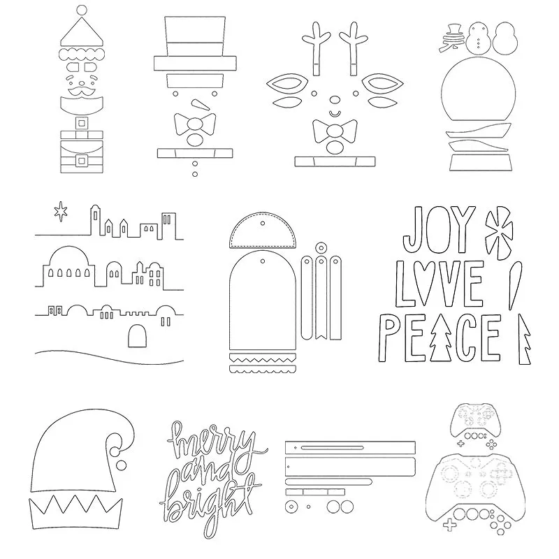 

Mini Castle Snowman "JOY LOVE PACE" Letter Metal Cutting Dies For Scrapbooking Craft Die Cut Card Making