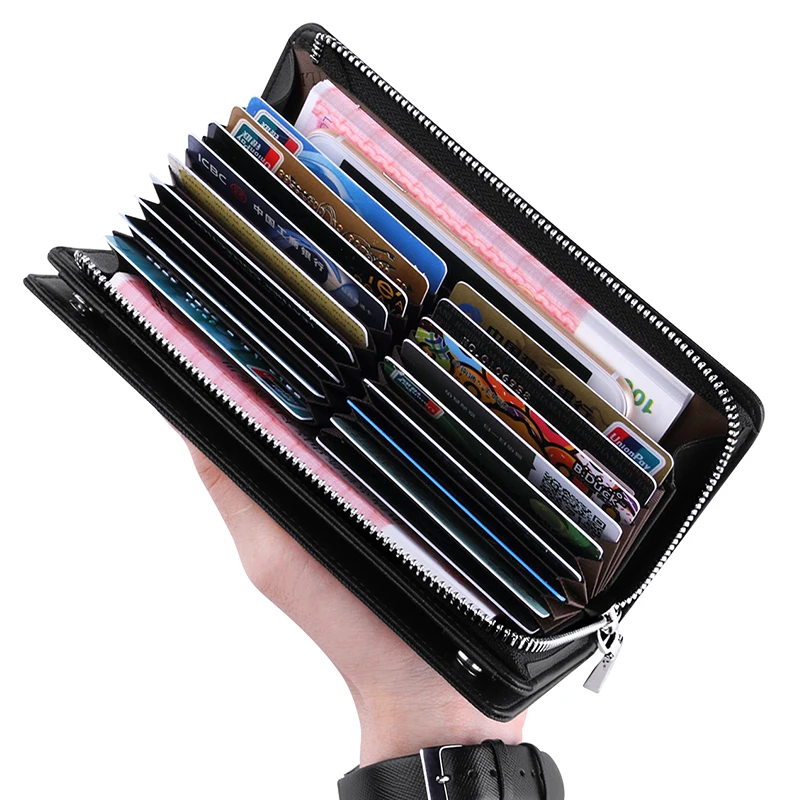 Long Wallets for Men Genuine Leather Phone Holder Purse Card Holder Minimalist Business Large Capacity Card Bits Luxury Brands