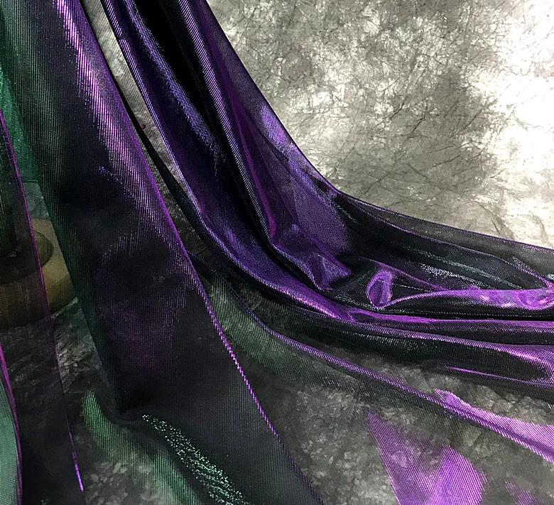 Purple Ghost Green Gradient Mesh Screen Designer Fabric Star River Skirt Clothing Laser Magic Color Clothing Fabric