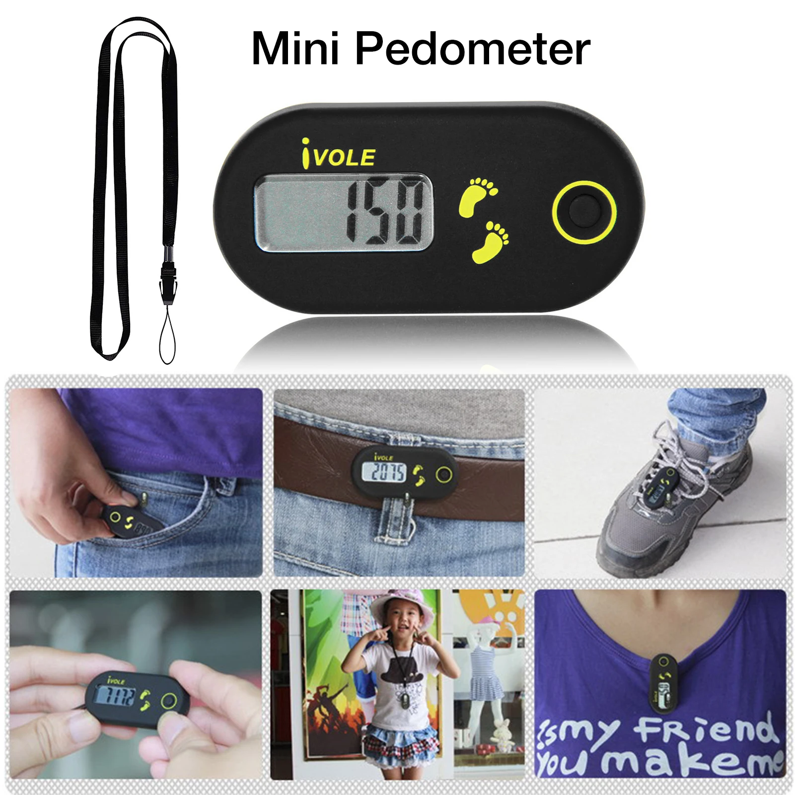 Mini Pedometer With Clip Portable Walking Pedometer Liquid Crystal Display Calorie Counter For Fitness Outdoor Sport Equipment