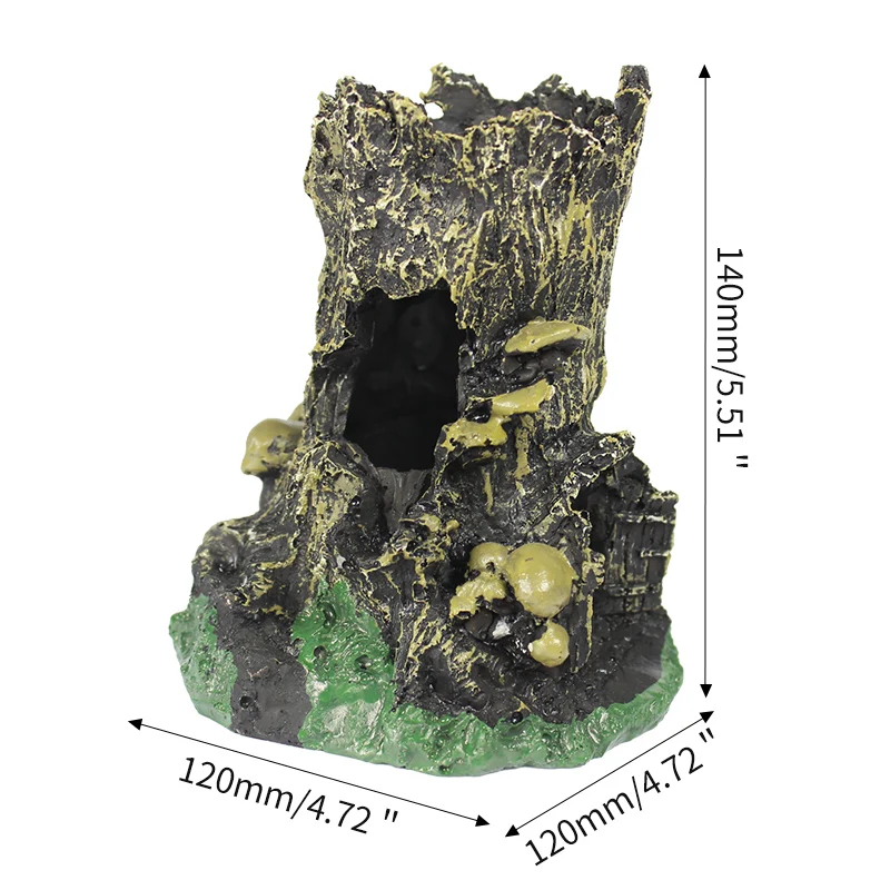 Ecological Resin Mountain Fish Play Tree House Aquarium Decoration Hole Cave Decor For Fish Tank Ornament Decoration Landscaping