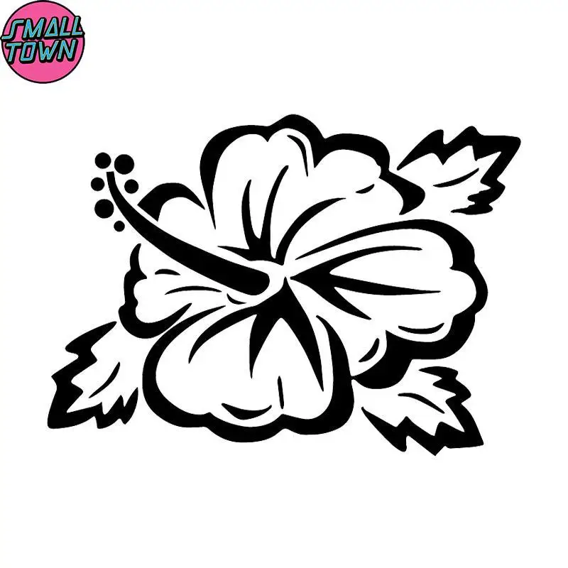 Small Town  16.5X12CM Hibiscus Flower Class Window Decoration Car Sticker Decals C25-1318